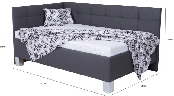 Čalúnená posteľ MARIA PETITE 120x200 cm s matracom a úložným priestorom, sivá