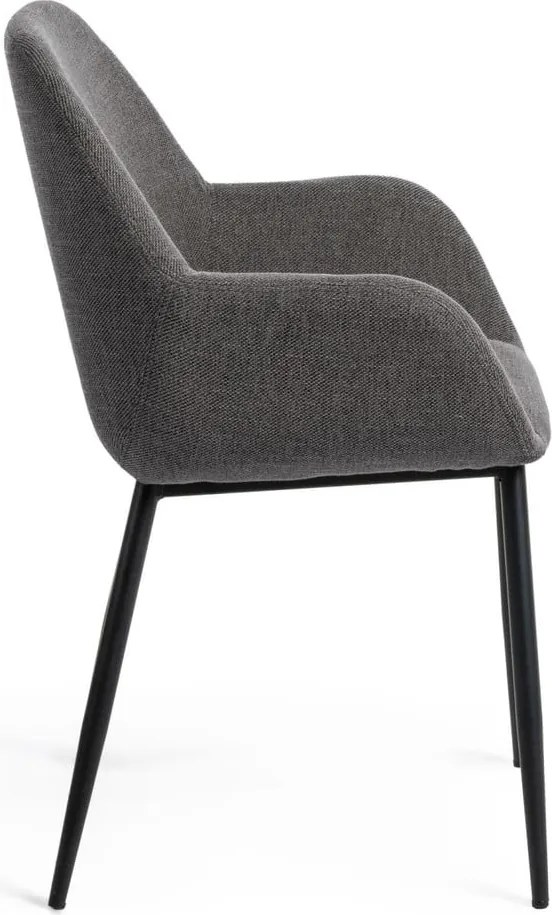 Antracitové čalúnené jedálenské kreslo Konna – Kave Home