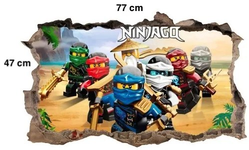 3D nálepka na stenu NINJA GO 74 x 120 cm