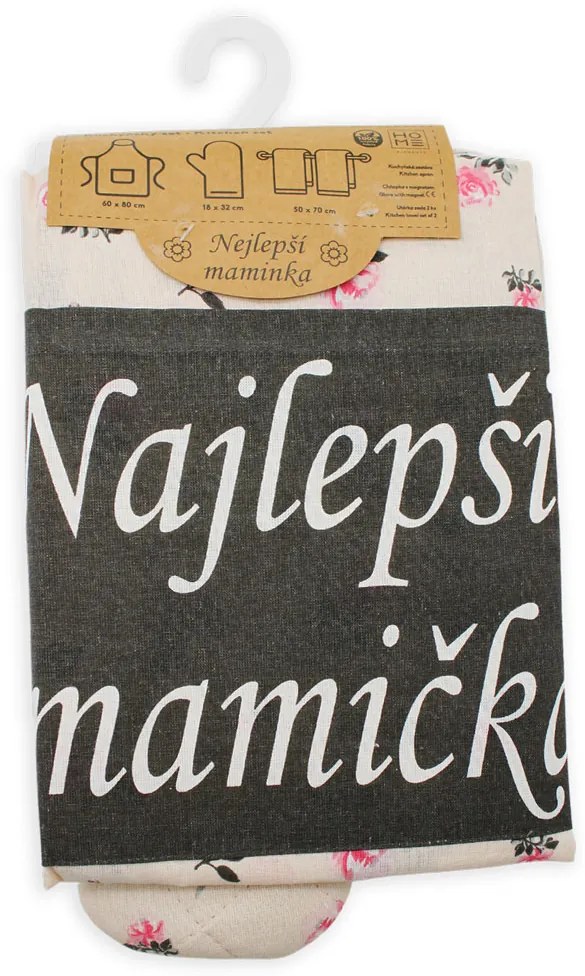 Home Elements Set zástera, chňapka, 2 utierky Najlepšia mamička (SK)