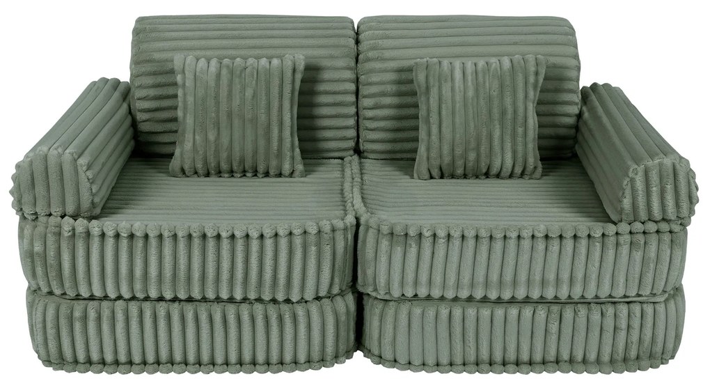 MeowBaby® Churros detská pohovka Plus, Olive Sage Green
