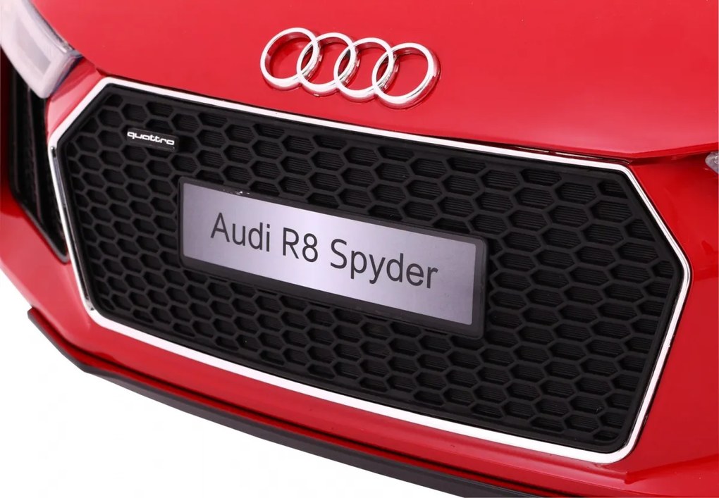 Ramiz Audi R8 Spyder batéria červená + diaľkové ovládanie + EVA + pomalý štart + rádio MP3 + LED