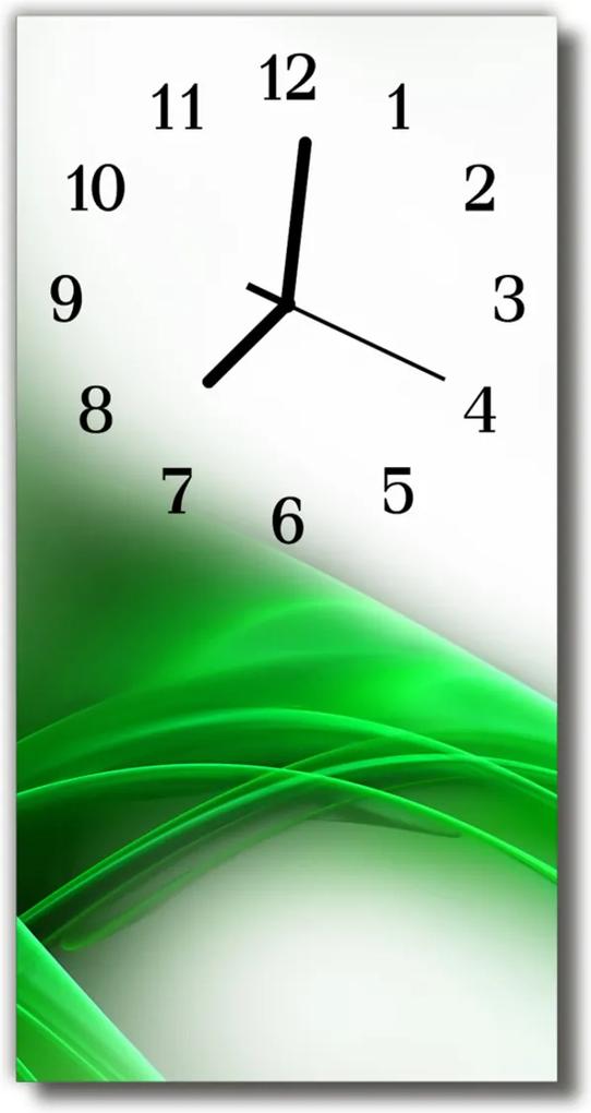 Skleněné hodiny vertikální  Moderní zelené umění