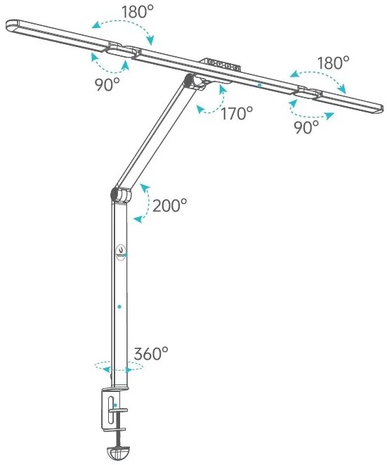 Stolná LED lampa CLARIO, svorka, diaľkové ovládanie