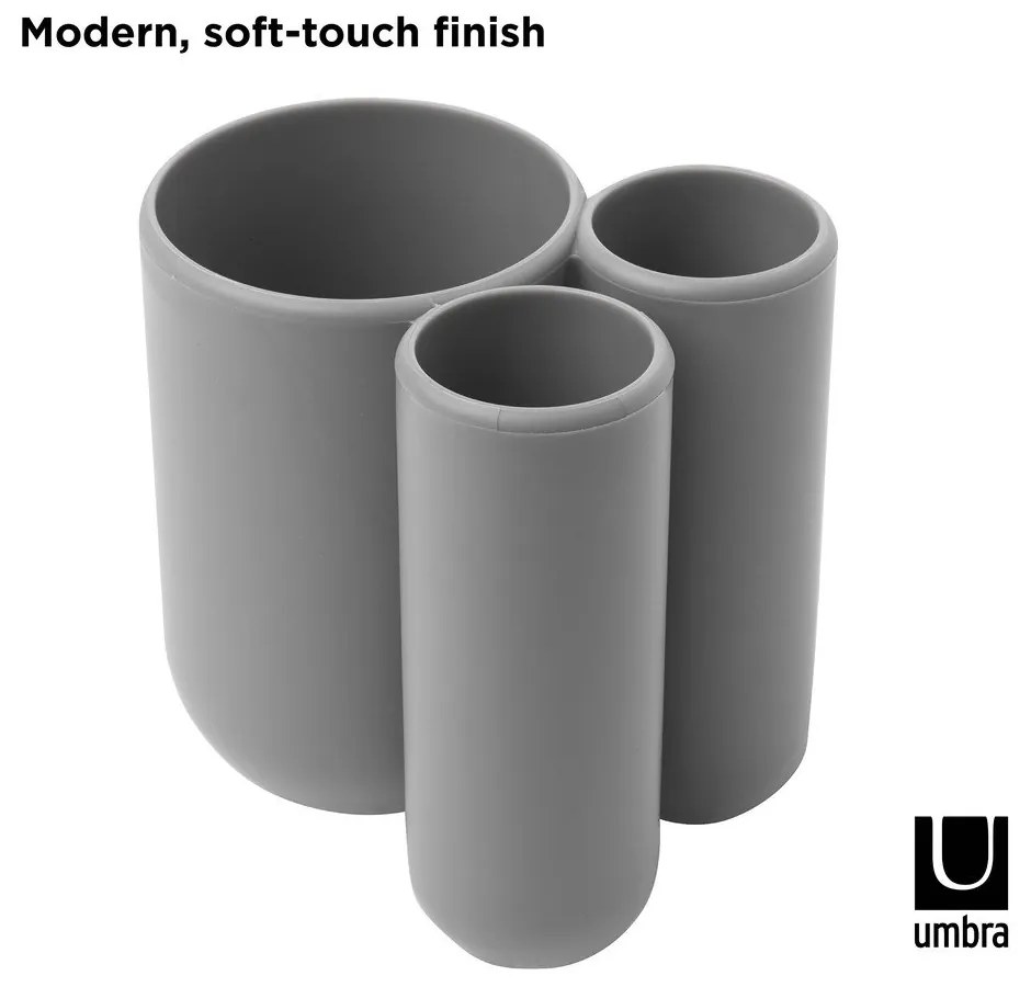 Sivý plastový téglik na zubné kefky Touch – Umbra
