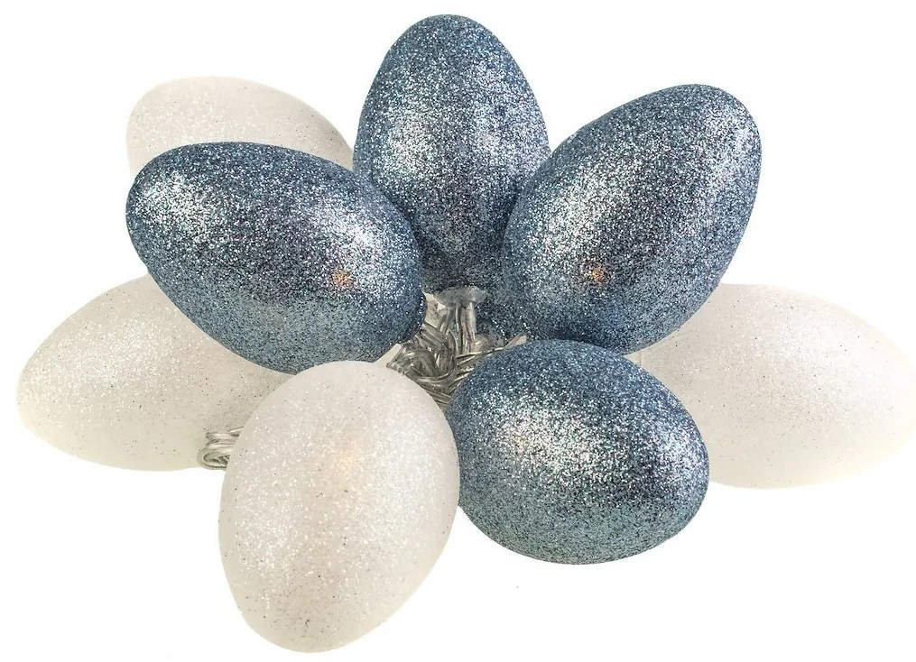 Ecolamp LED svetelná reťaz Eggs1, 1,6 m, sivá/biela