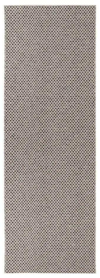 Krémovo-čierny behúň vhodný do exteriéru Narma Diby, 70 × 250 cm