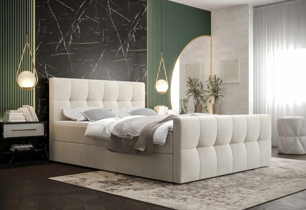 Čalouněná postel boxspring HATAN 2 - monolith 70 / pravá