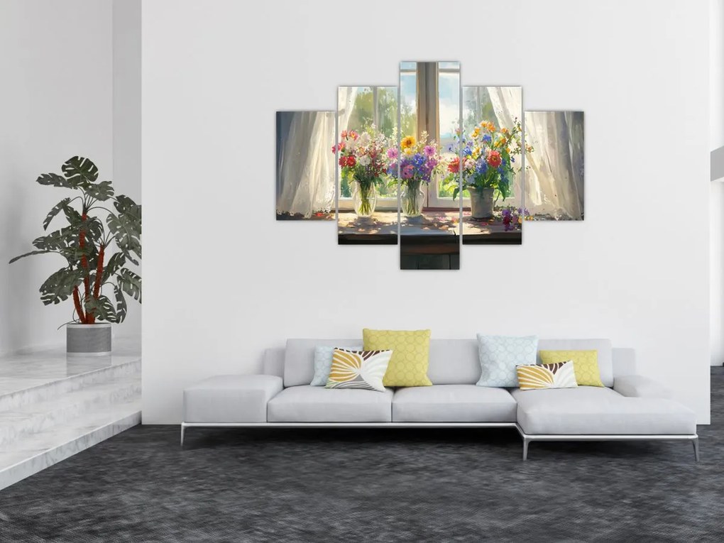 Obraz - Kytica pri okne (150x105 cm)