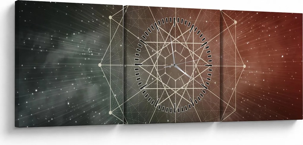 Obraz - Vesmírny dodecagram (s hodinami) (90x30 cm)