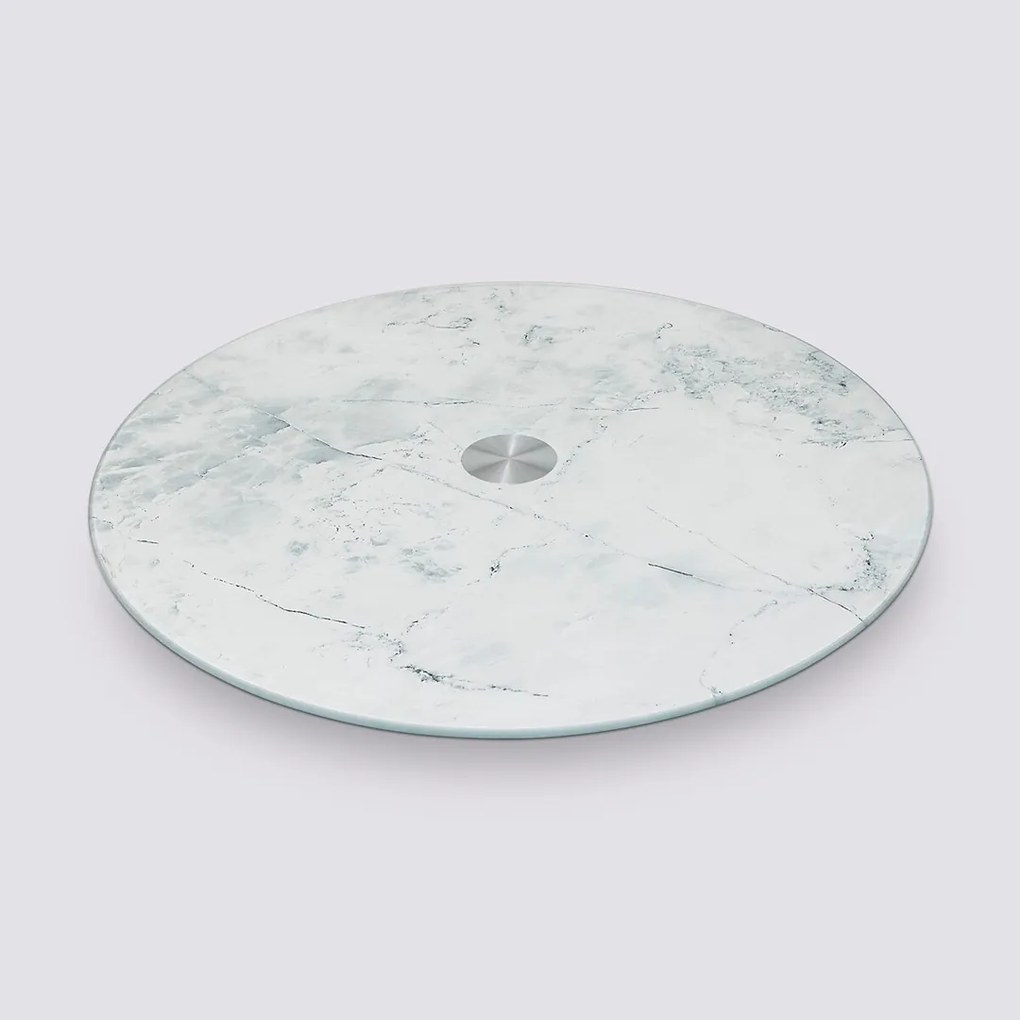 Sklenený otočný servírovací podnos White Marble, (fi) 32 cm