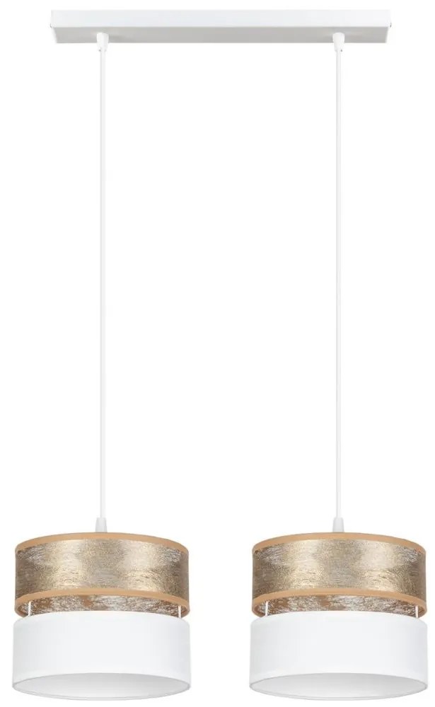 Luster na lanku LIMA 2xE27/60W/230V zlatá/biela