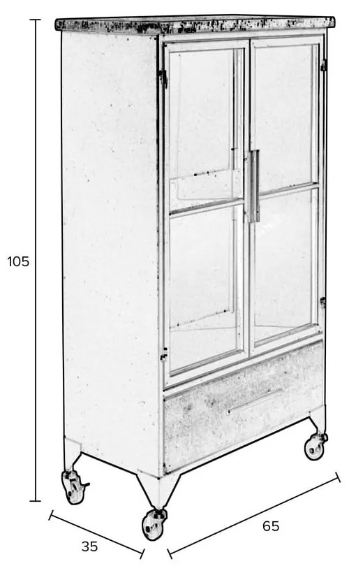 Čierna kovová vitrína 65x105 cm Ferre – White Label