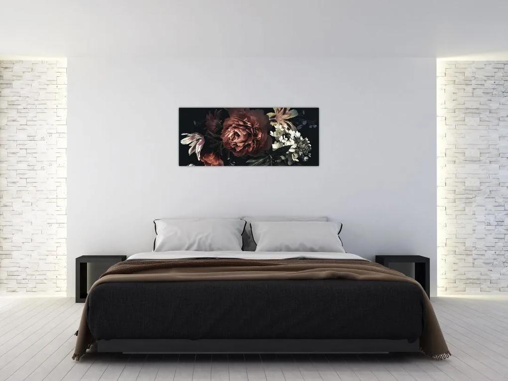 Obraz - Temné kvety (120x50 cm)
