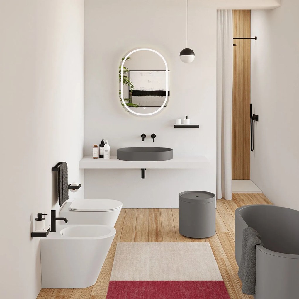 Rea Iris, umývadlo na dosku z konglomerátu 700x355x105 mm, šedá matná, REA-U4306