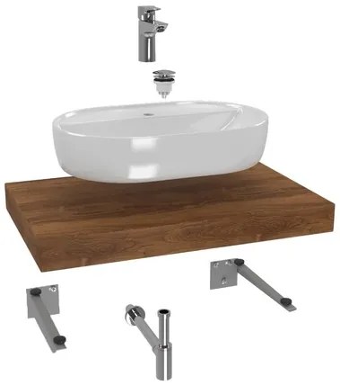 Hansgrohe Dolce kúpeľňová zostava siko s doskou pod umývadlo 80x8x50 cm dub charleston KSETDO4