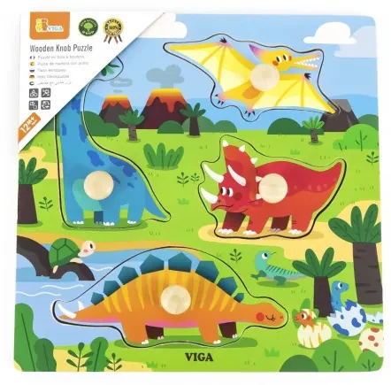 Puzzle s rúčkami Viga 44596 dinosaury