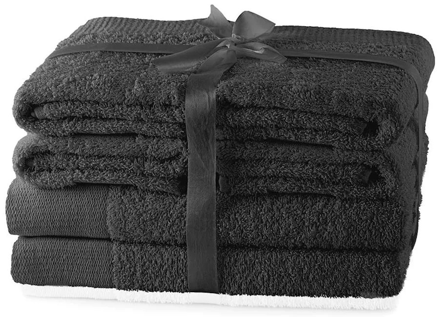 Tmavosivé froté bavlnené uteráky a osušky v súprave 6 ks Amari – AmeliaHome
