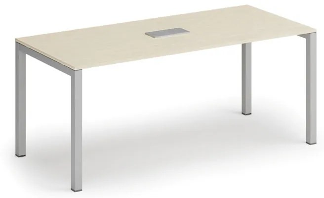 Stôl SQUARE 1800 x 800 x 750, biela + stolná zásuvka TYP II, strieborná