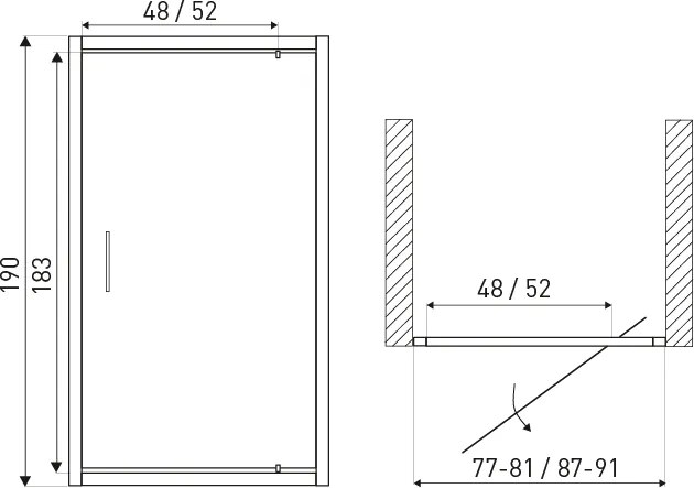 Novoterm Sprchové dvere do niky NV-Tomar DR 80, čierna/grafit - bez vaničky