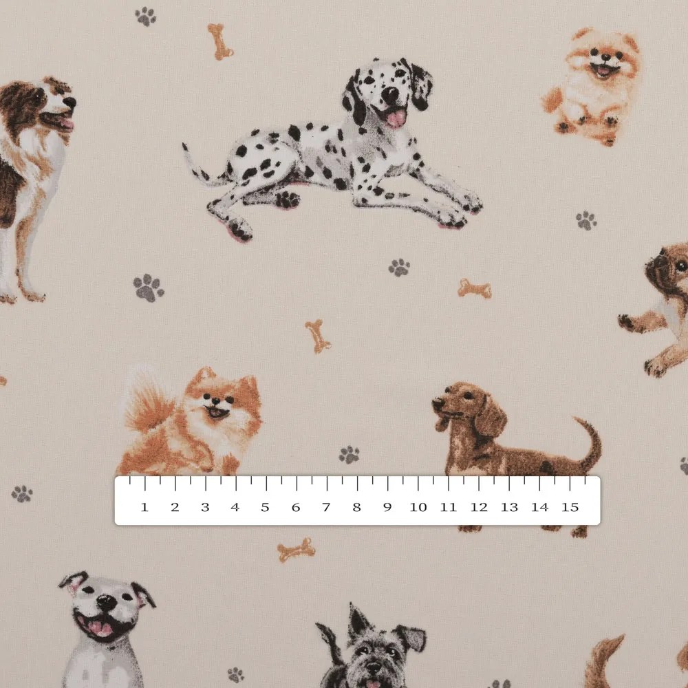 Biante Detské bavlnené posteľné obliečky do postieľky Sandra SA-620 Psí kamaráti na krémovom Do postieľky 90x140 a 50x70 cm