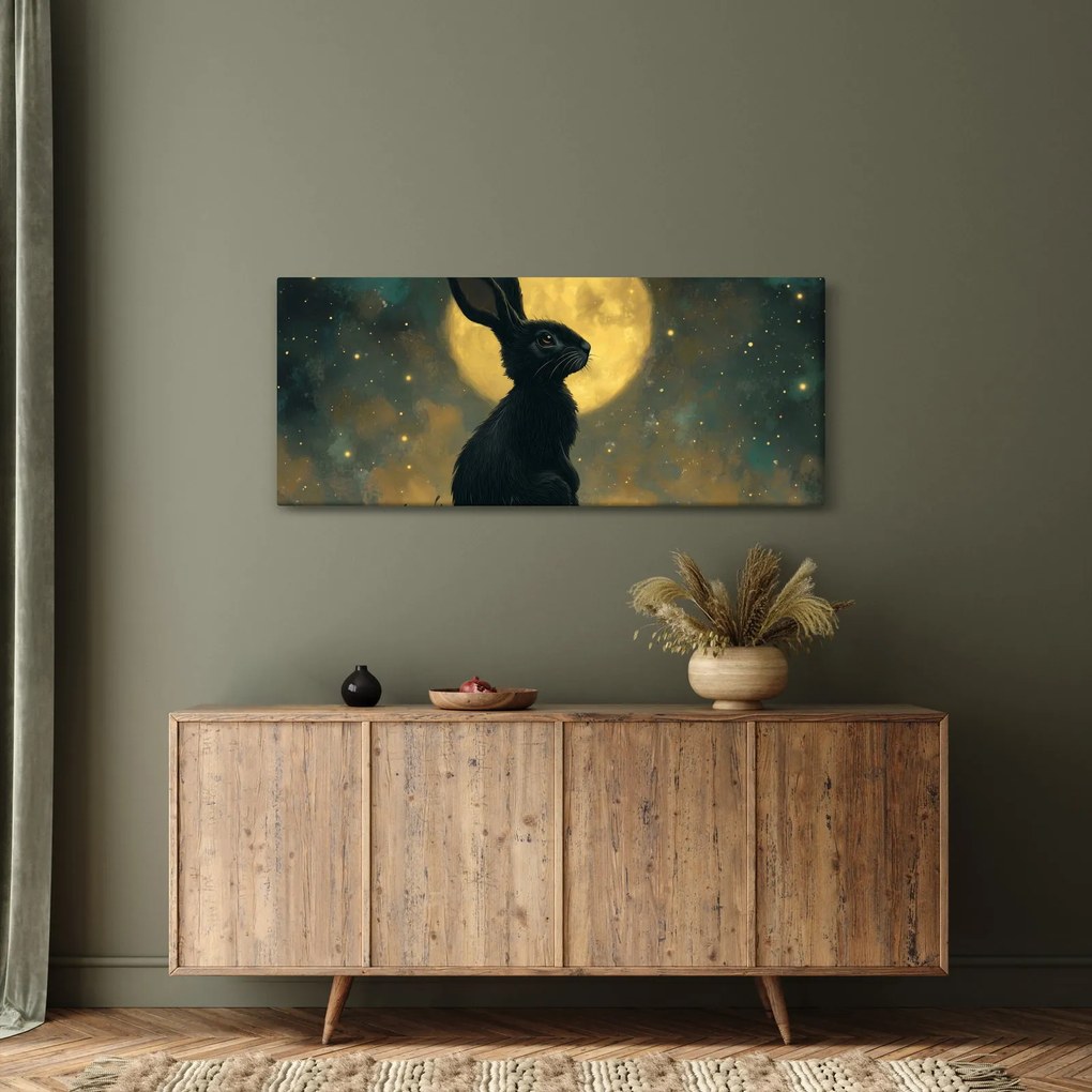 Obraz - Zajac s mesiacom (120x50 cm)