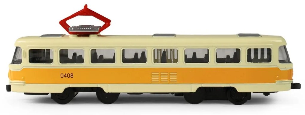 RAPPA Kovová česká retro električka Tatra T3 s otváracími strednými dverami - 16 cm - žltá