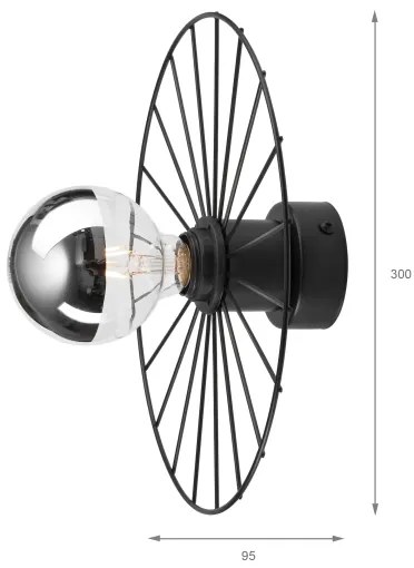 Nástenné svietidlo MONTANA 1xE27/15W/230V pr. 30 cm čierna