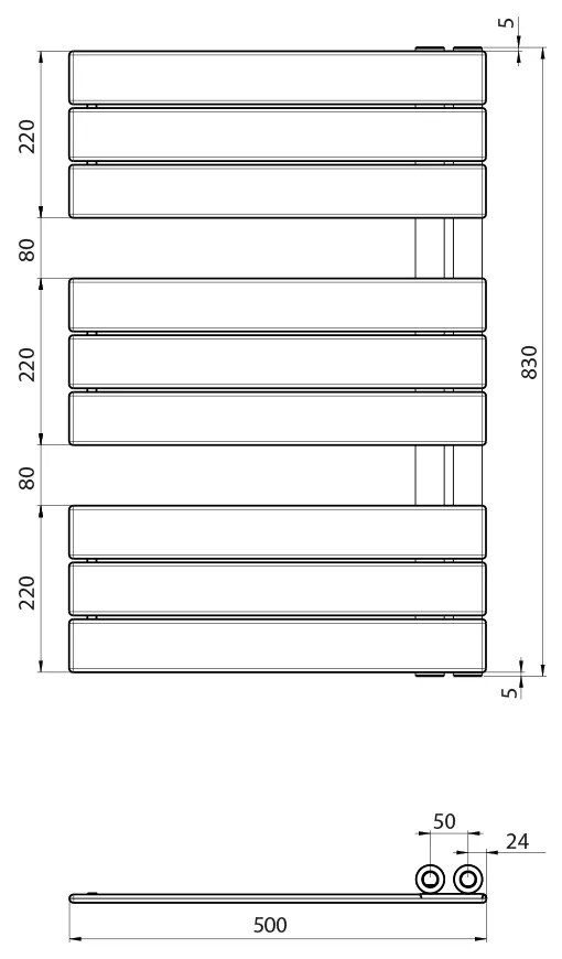 Aqualine Aqualine, MYTHOS vykurovacie teleso 500x830 mm, biela, LLM508W