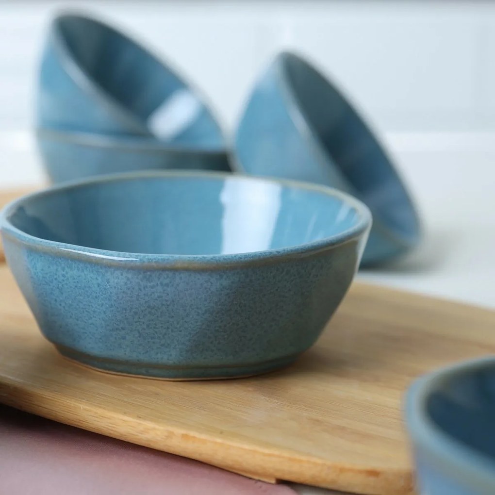 Súprava 6 kameninových misiek Facetta 12 cm, tyrkysová