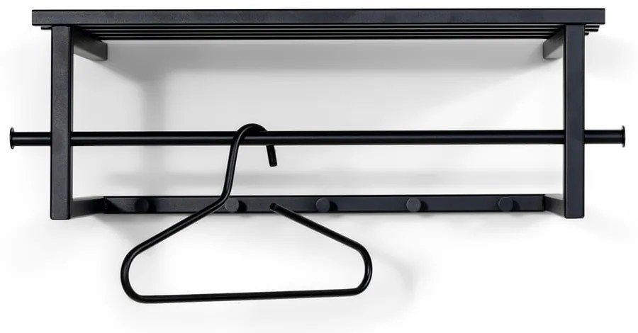 Čierny kovový nástenný vešiak s poličkou 76 cm Marco – Spinder Design