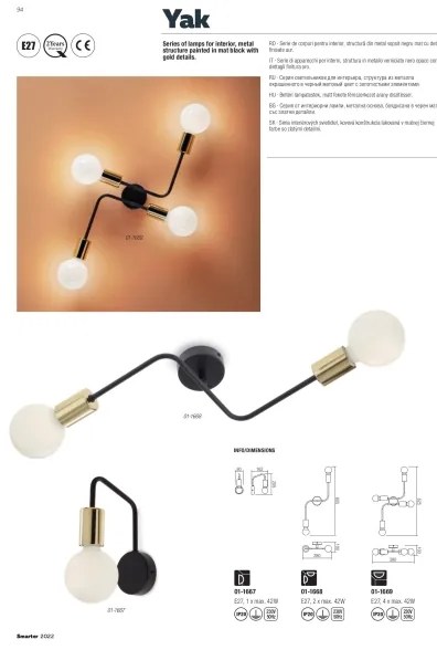 Redo 01-1668 - Stropné svietidlo YAK 2xE27/42W/230V