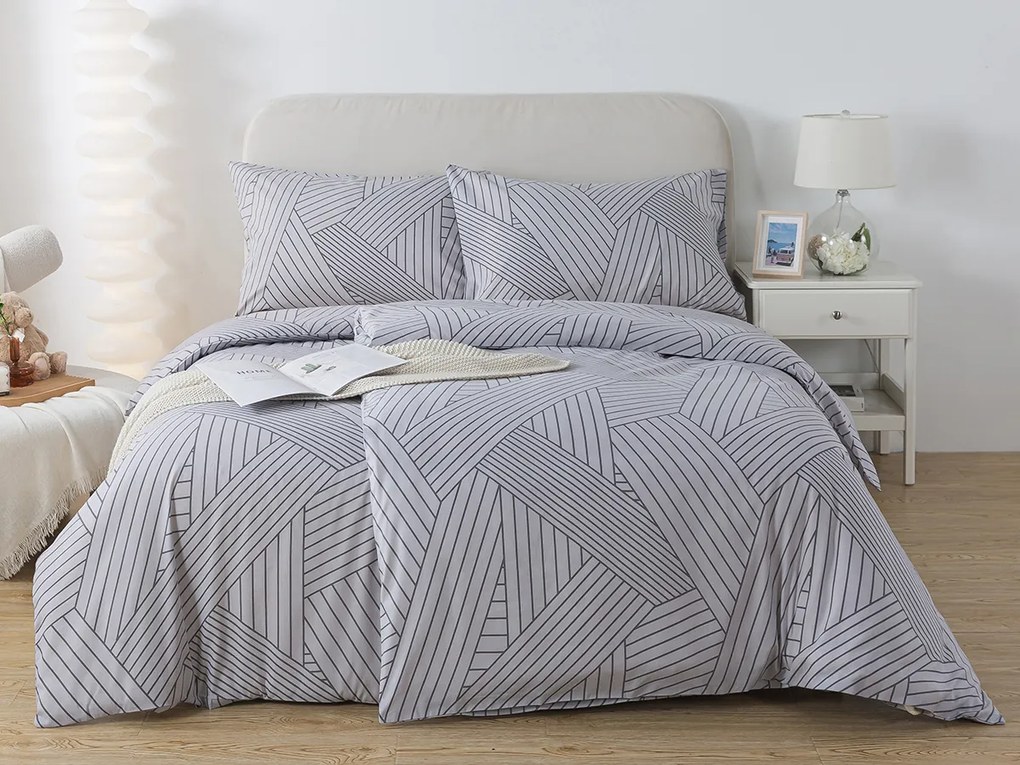 XPOSE® Bavlnené obliečky DARA na dve postele - sive