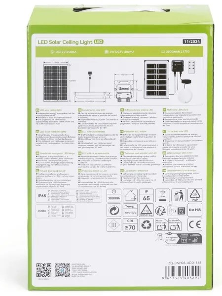 Aigostar - LED solárne svietidlo LED/35W/12V 3000 mAh 6500K priemer 16,8 cm