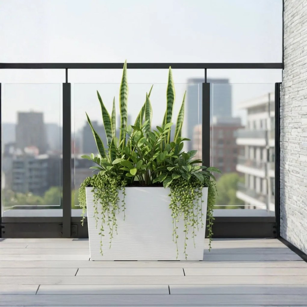 PLASTOVÝ KVETINÁČ BLOOM RIFLO 36X56X20 CM BIELA