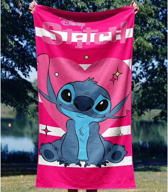 TipTrade Bavlnená froté osuška 70x140 cm - Lilo a Stitch "Láska hory prenáša"