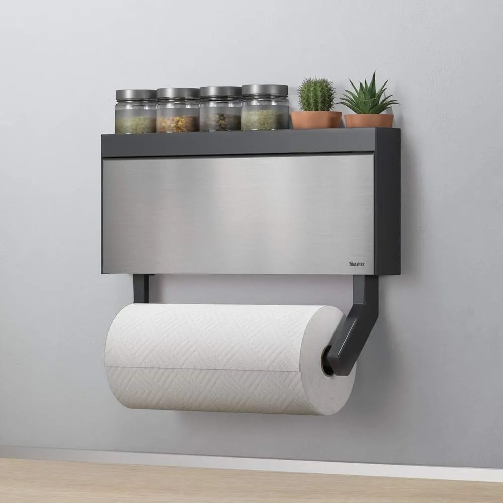 Nástenný držiak na kuchynské utierky a fólie Metaltex Tango Inox