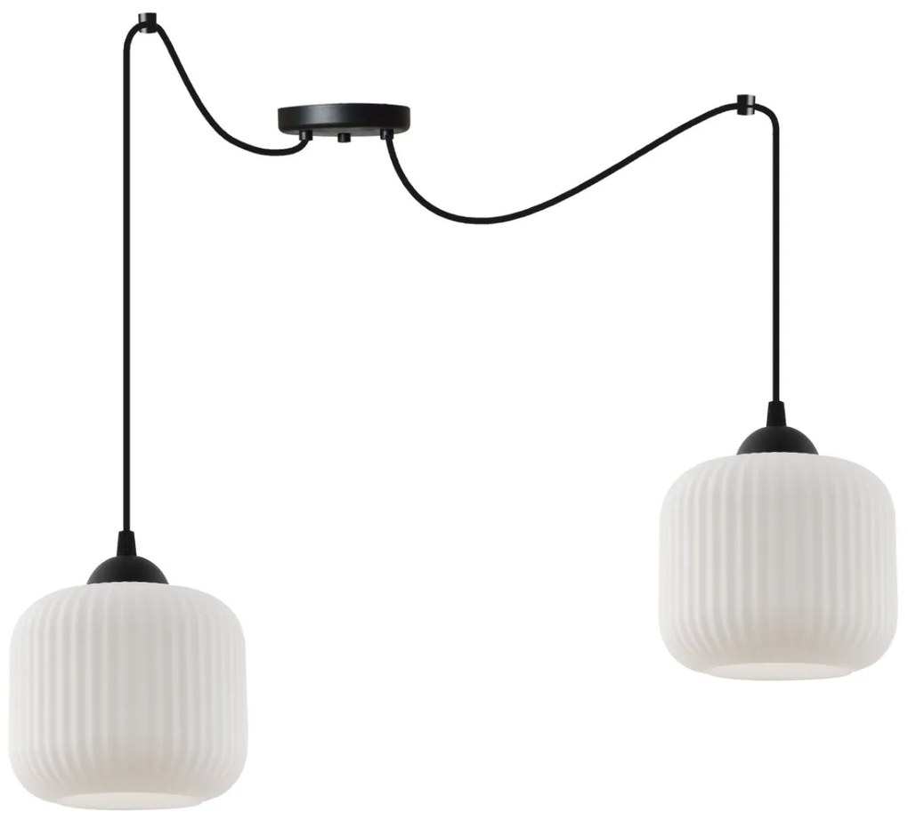 Závesné svietidlo Riffle Spider, 2x biele sklenené tienidlo, b