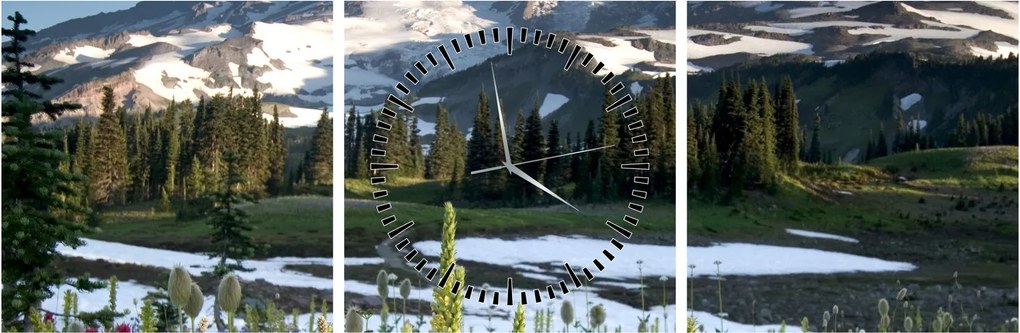 Obraz - Mount Rainier (s hodinami) (90x30 cm)