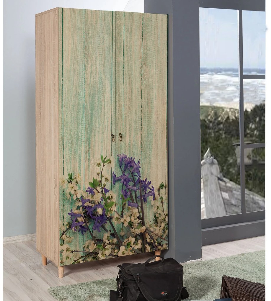 Šatníková skriňa Stil 90 cm dub sonoma/zelená