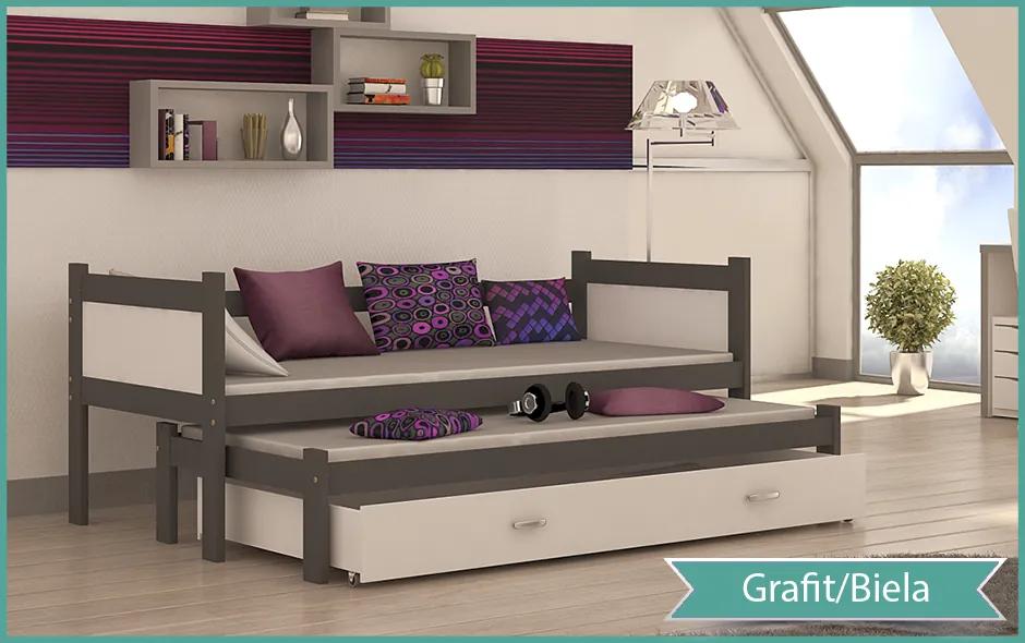 GL Swing P2 grafit MDF detské postele s prístelkou 184x80 Farba: Biela