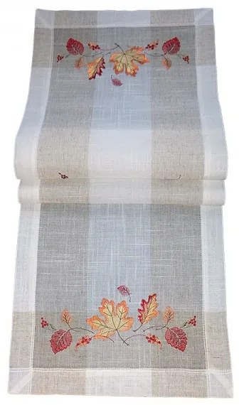 Ľanový obrus Jesenné listy 40x140 cm