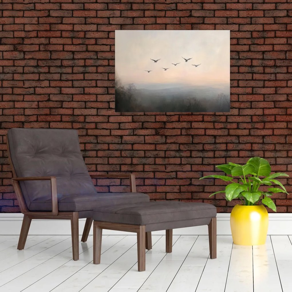 Sklenený obraz - Hejno vtákov (70x50 cm)
