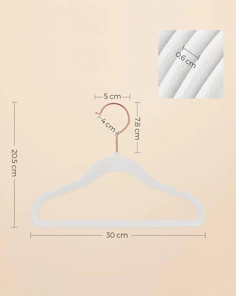Set dětských ramínek na oblečení FOUS 50 ks bílá/růžová