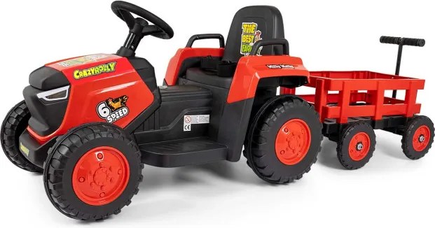 Elektrický traktor s prívesom Rolly červený