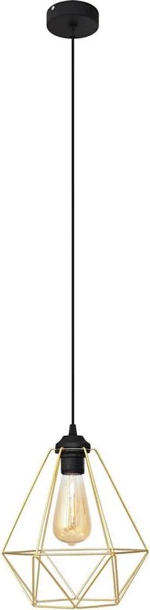 Luster na lanku KARO 1xE27/15W/230V zlatá/čierna