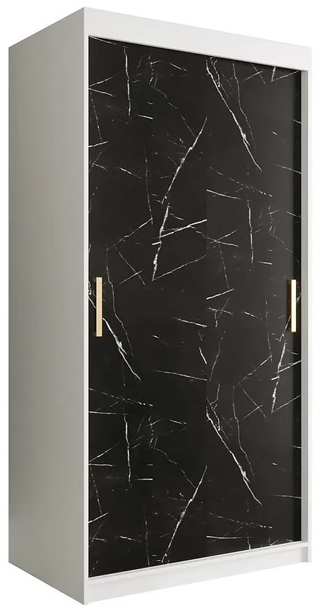 Skriňa Marmur T 100 biely/mramor čierna