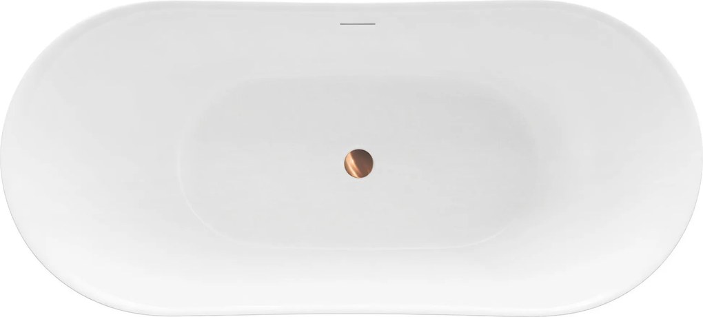 Rea FERRANO Slim, voľne stojaca vaňa 1520×730×670 mm, biela, čierna krytka odtoku, KPL-W6080