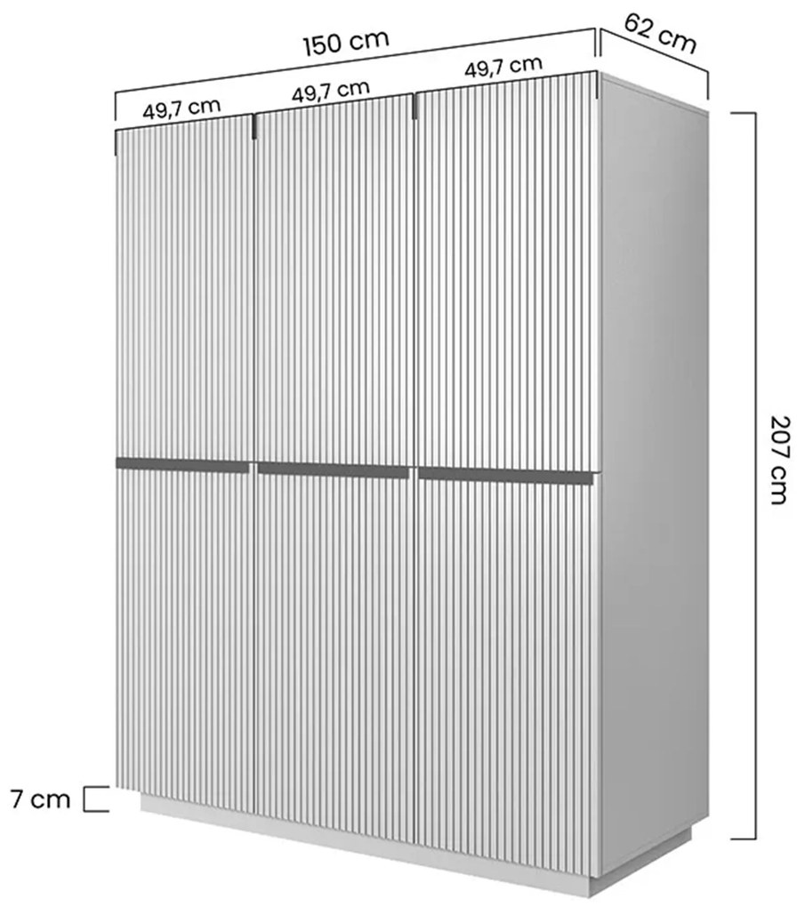 Skriňa Nicole 150 cm na sokli - biely mat / zlaté úchytky