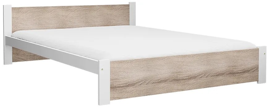Posteľ IKAROS 140 x 200 cm, biela/dub sonoma Rošt: S latkovým roštom, Matrac: Matrac SOMMERA 18 cm